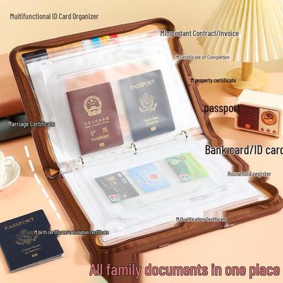 Pochette de rangement A4 pour documents familiaux pour certificats et passeports, fermeture éclair