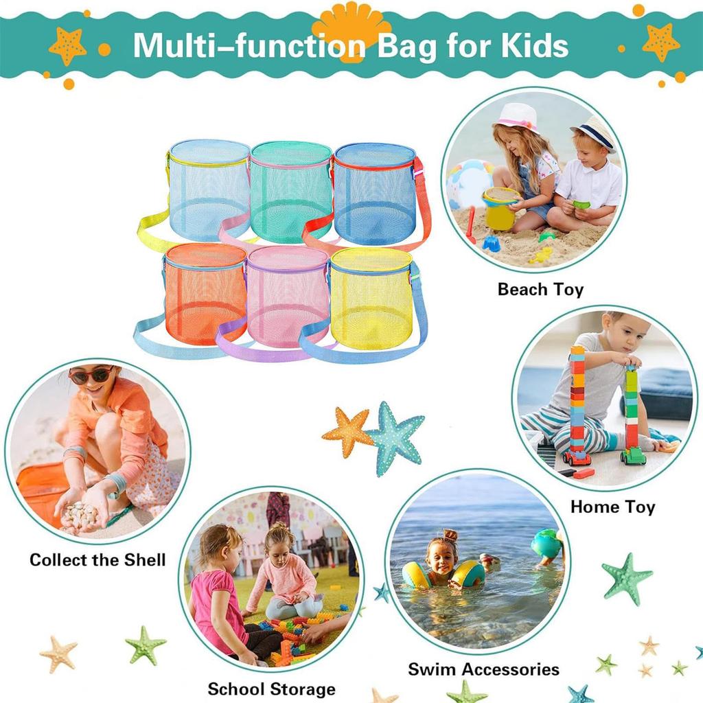 Beach Toy Mesh Bag, Beach Tote, Storage Pouch, Shoulder Bag, Kids' Beach Bag, Vacation Mesh Tote