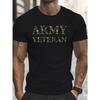Big & Tall Men's Summer T-Shirt - ARMY VETERAN Graphic, Casual Short Sleeve Tee, Breathable , Machine Washable, PLUS SIZE