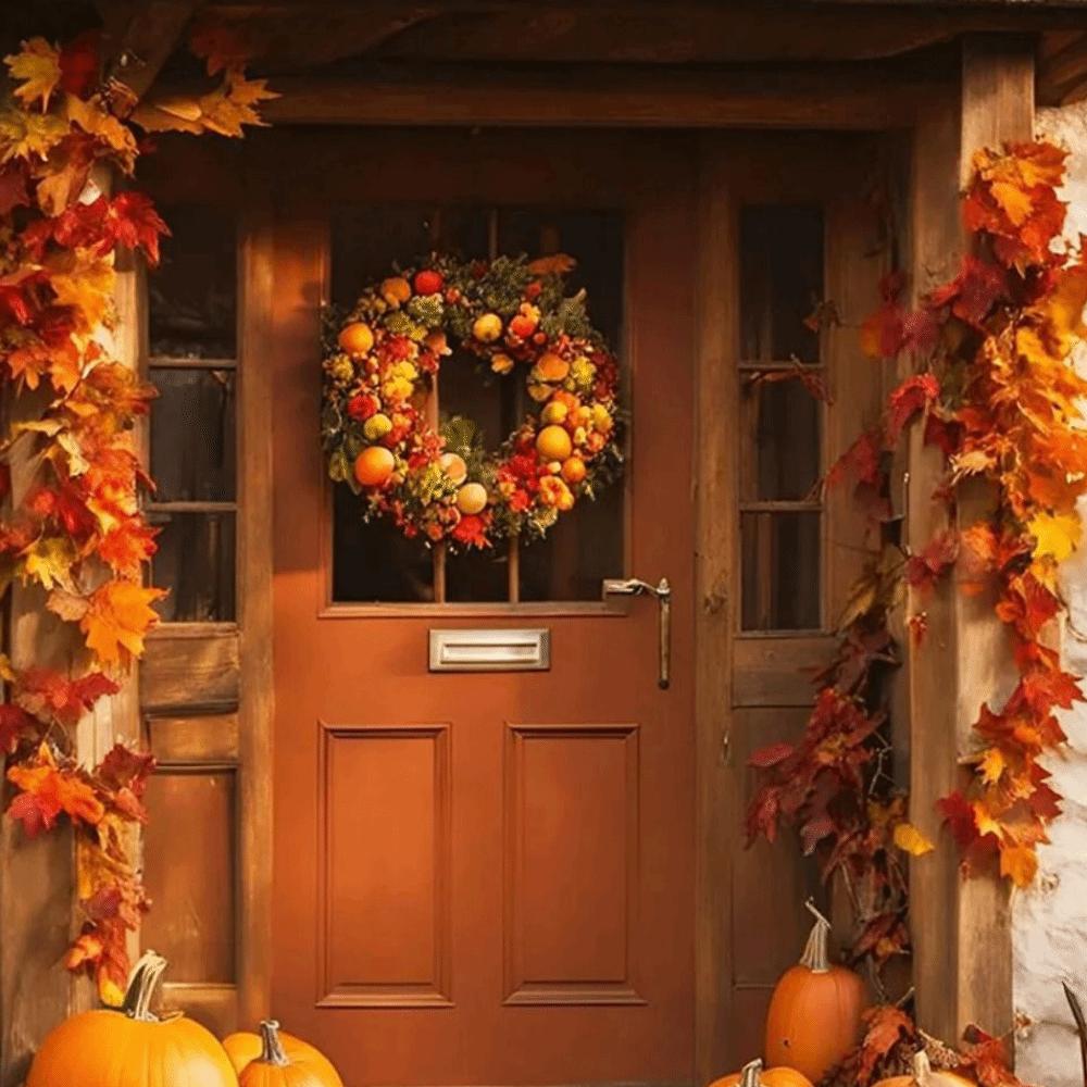1.7m Red Autumn Maple Leaves Creative Fake Autumn Vines Artificial Maple Garland  Halloween Decor