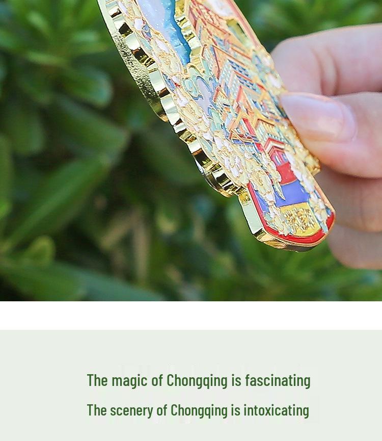 Chongqing Hongyadong Landmark Metal Fridge Magnet - Cultural Souvenir and Tourist Attraction Sticker