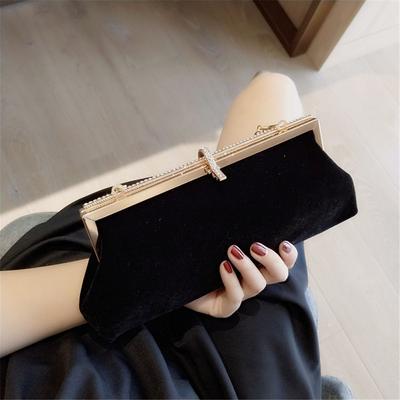 Velvet Luxury Women Evening Bags Rhinestones Small Clutch Party Totes Bag Diamonds Lady Dress Shoulder Chain Handbags For Purse