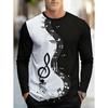 T-shirt Strumenti Musicali da Uomo Chitarra Pianoforte Stampa 3D Manica Lunga Tee Harajuku Y2k Tee Streetwear Top Oversize Abbigliamento Uomo