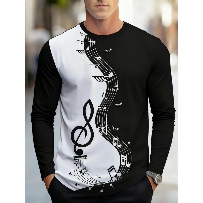 T-shirt Strumenti Musicali da Uomo Chitarra Pianoforte Stampa 3D Manica Lunga Tee Harajuku Y2k Tee Streetwear Top Oversize Abbigliamento Uomo