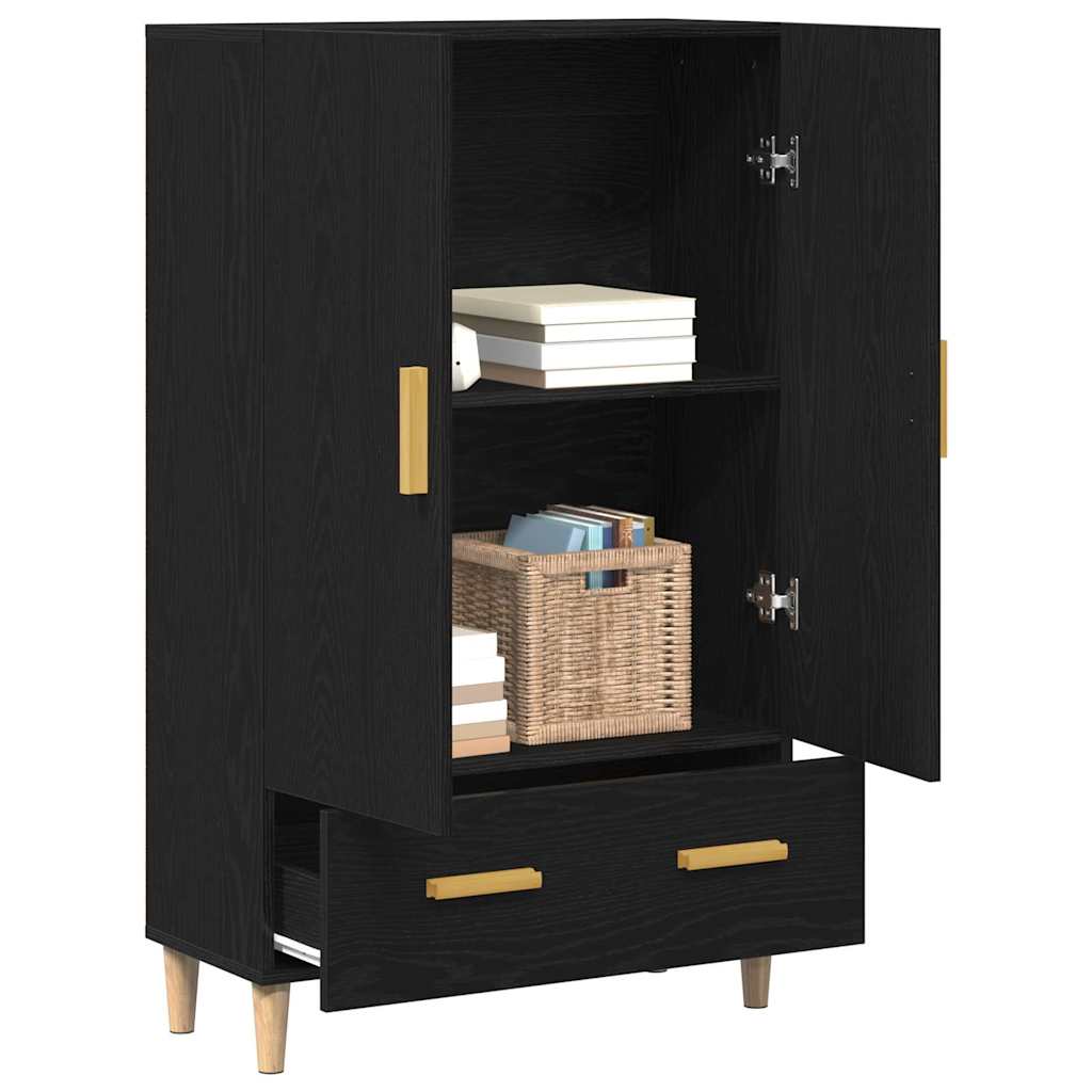 Highboard Black Oak Look 70 x 31 x 115 cm Engineered Wood