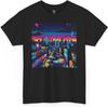 Urbane Stadtlandschaft Graffiti Kunst Grafik T-Shirt Herren Lebendiges Streetwear Skyline Design Nachtleben Inspiriert Künstlerisch Schwarz