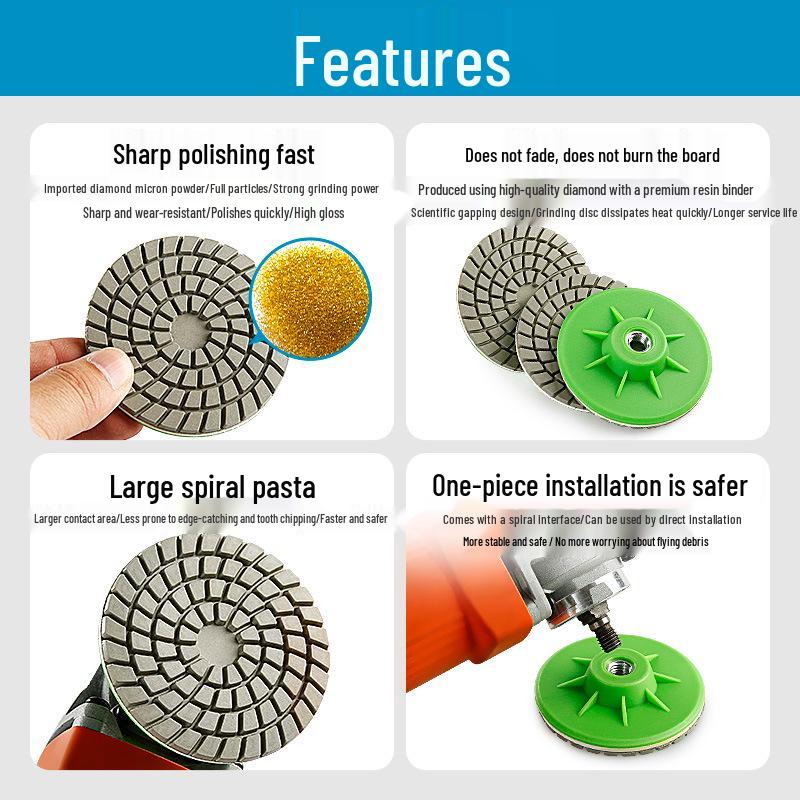 Integrierte Trockenschleifscheibe zum Anfasen & Trennen von Fliesen-, Marmor- und Quarzrändern