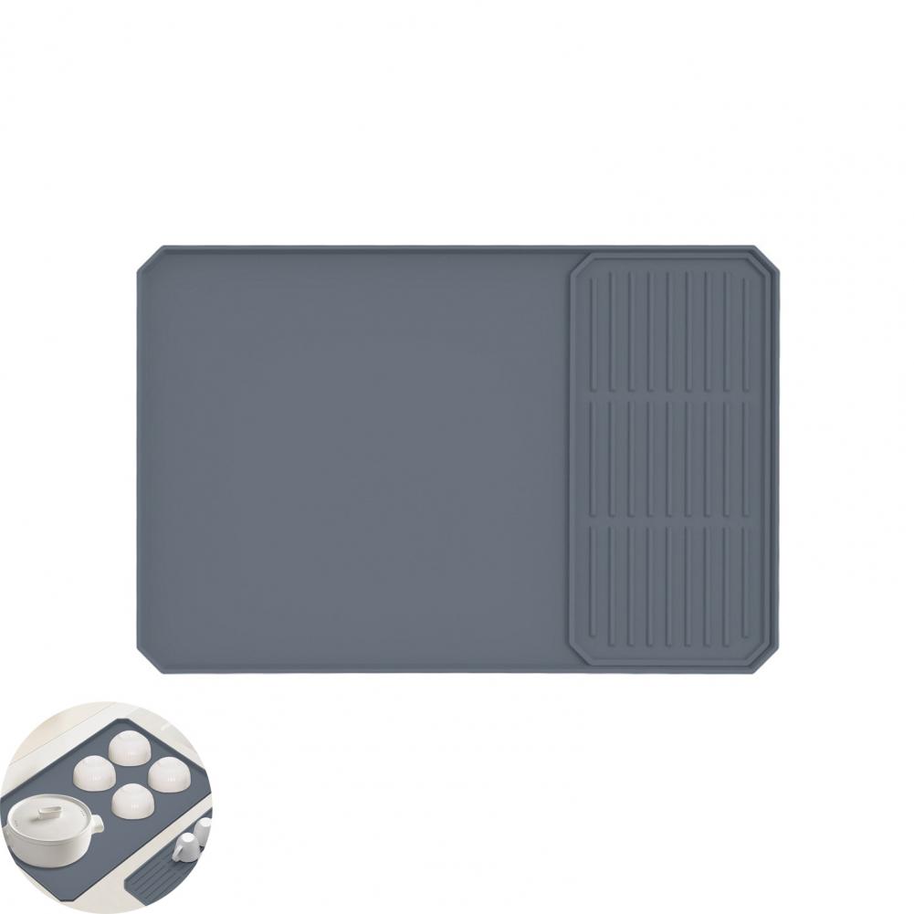 Raised Edge Coffee Mat Silicone Coffee Machine Mat Rectangle Dish Bowl Plate Dinnerware Placemat Kitchen Countertop Drying Mat