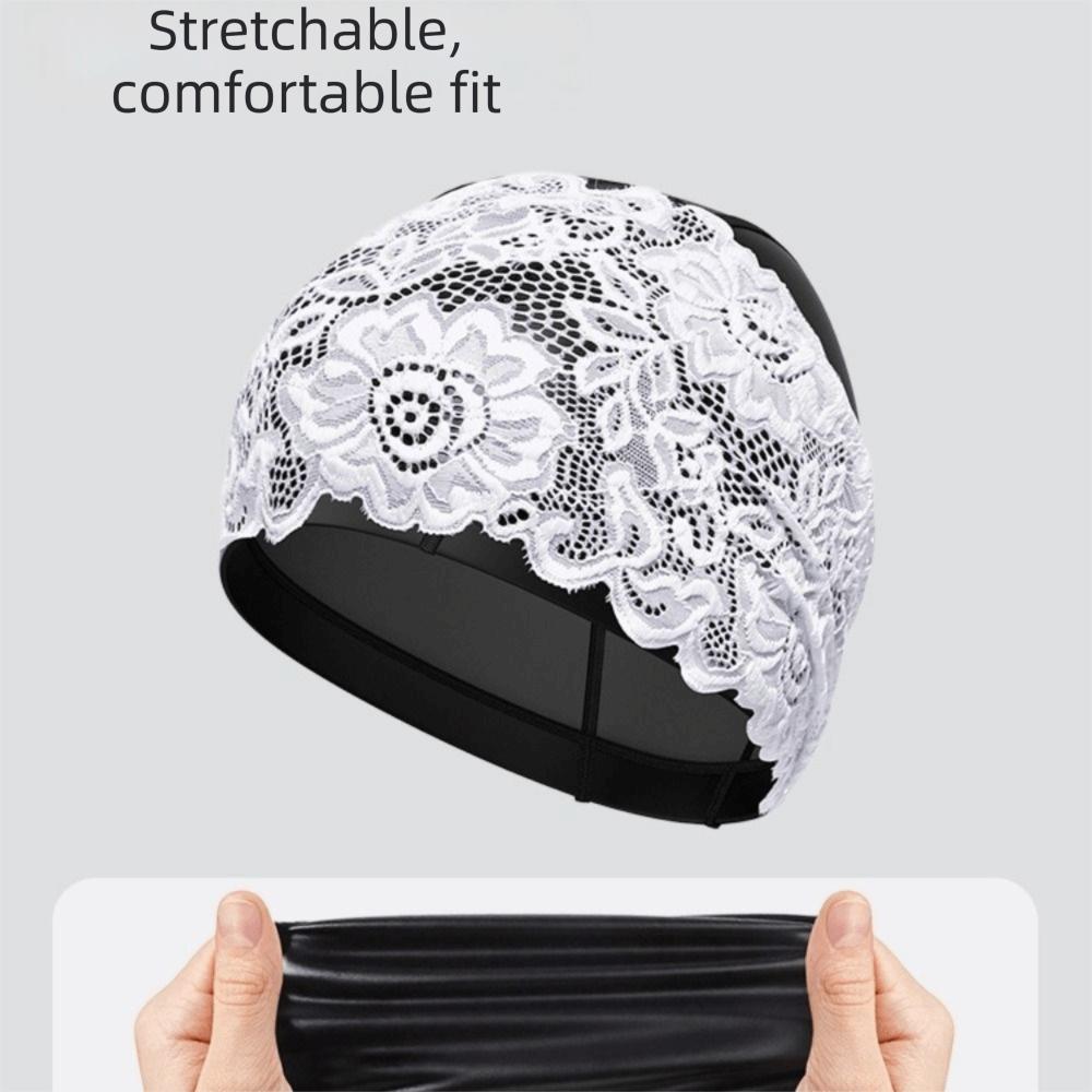 Waterproof Women Swim Cap Protect Ears Bathing Cap Water Sports Lace Swimming Cap  Summer Beach
