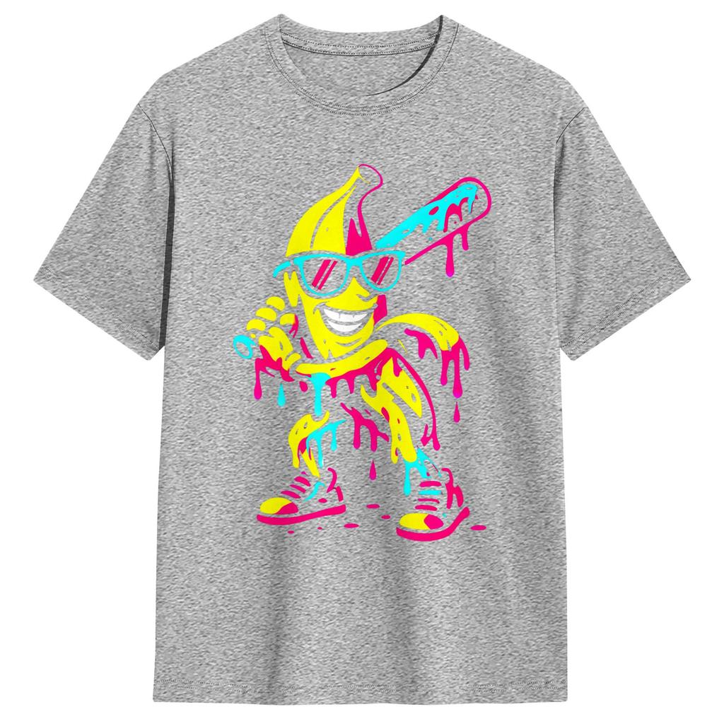Banana Funny Ice Cream Drip TShirt Hipster TShirts Short Sleeve Funny Tops Summer Cotton Oversized Clothing