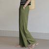 Spring and Summer New Cotton Hemp Loose Elastic Waist Women's Wide Leg Pants
