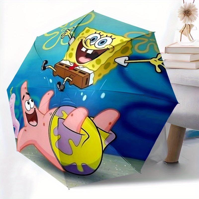 1pc Happy Patrick and SpongeBob Automatic, Cute Cartoon Pattern, Portable Outdoor Umbrella, Perfect, Holiday Gift for fans.Z052