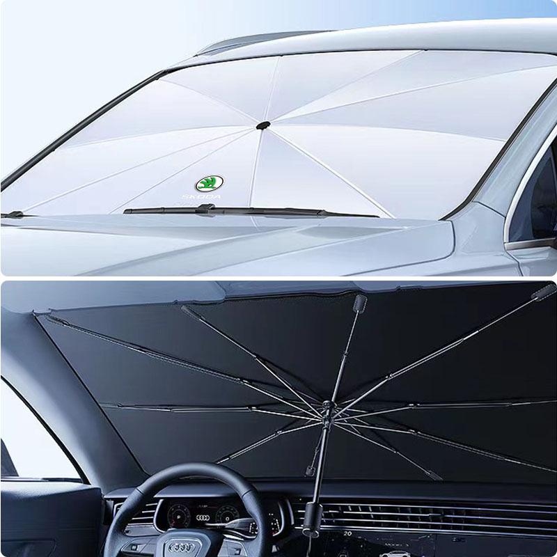 1Pcs Car Windshield Sunshade Umbrella Protector Parasol Foldable For Skoda Octavia Superb Rapid Kodiaq Karoq Fabia Kamiq Roomster Citigo