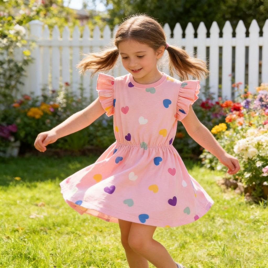 Girl Summer Princess Dress With Cotton Fabric For Kids