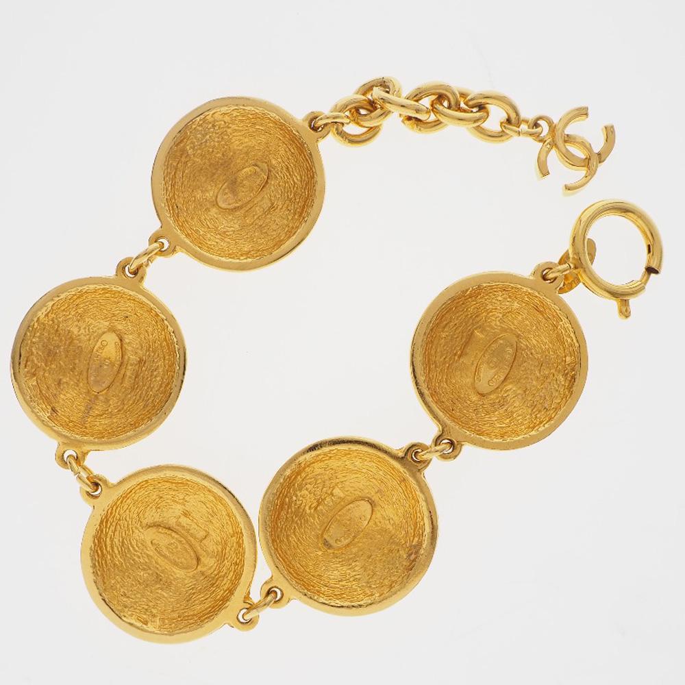 CHANEL COCO Mark Bracelet Matelasse vintage gold Plated Gold 71.2g Women Used