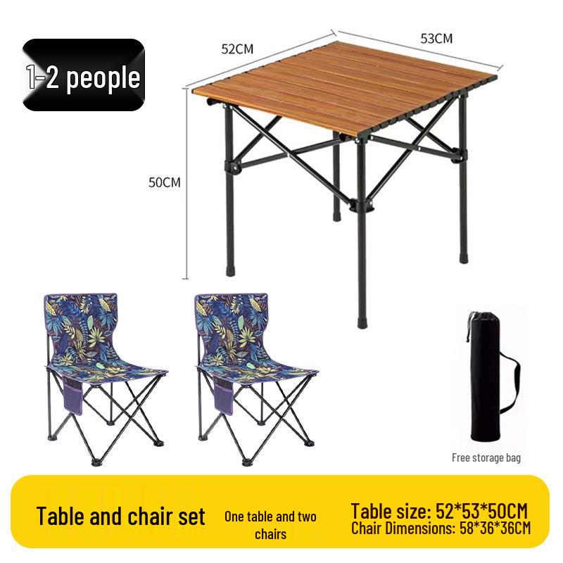 Outdoor Portable Folding Table & Chairs Set - Lightweight Roll-Up Table with Camping Seats