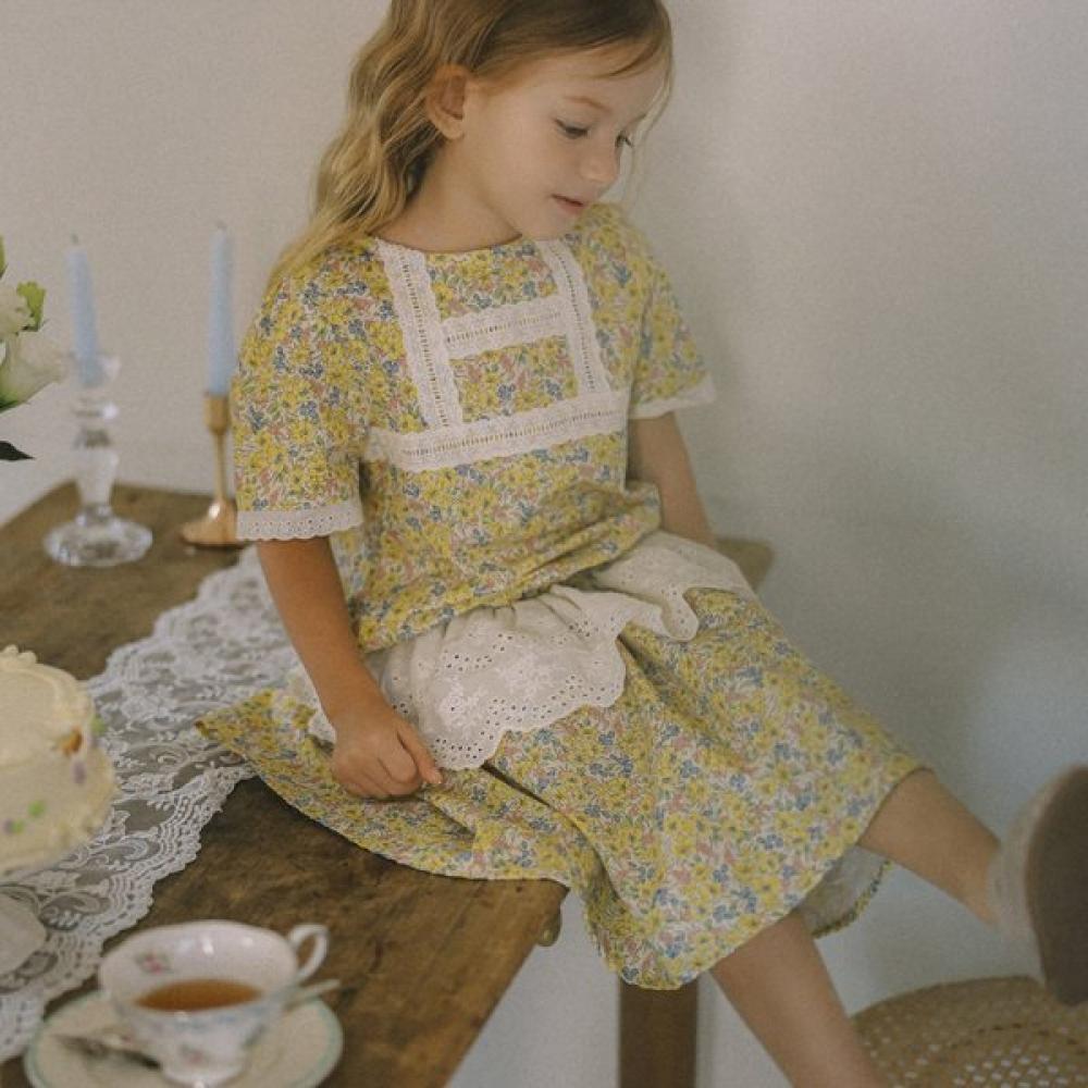 Rulavi Little Ground Flower Eyelet Skirt 76122 430 01 YELLOW/145