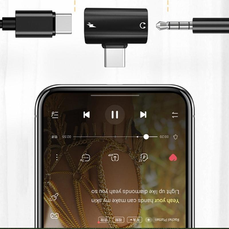 USB C To 3.5mm Headphone and Chargers Adapter With 3.5mm Headphone Port PD60W Fast Charging Aluminum Alloy Design