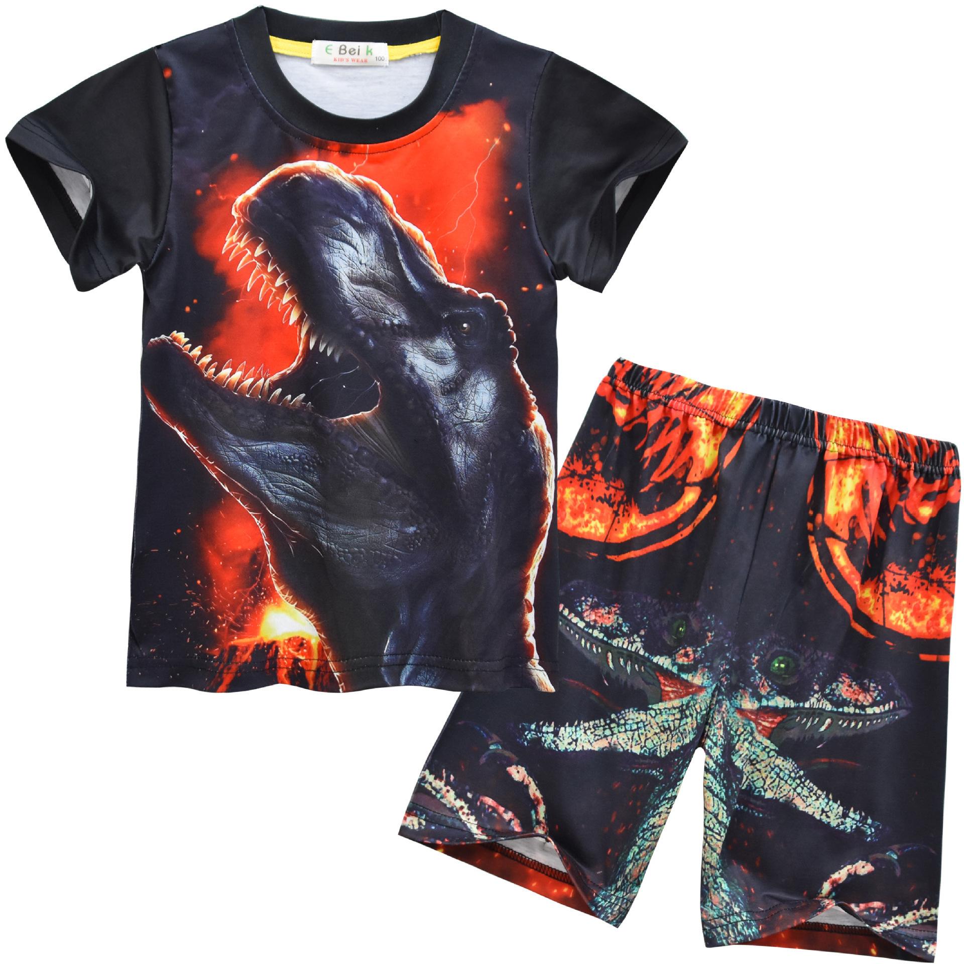 Digital Printed Cartoon, Children S Suit, Children S Short-Sleeved Loungewear Set 9045 110