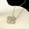 S925 Sterling Silver Four-Leaf Clover Pendant Necklace: Sparkling Gift for Girlfriend in Elegant High-End Style