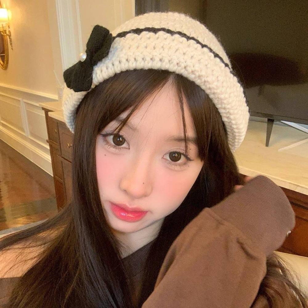 Handmade Crochet Flower Knitted Hat Hollow Out Bowknot Beanies Hat Casual Flower Weave Cap  Outdoor