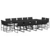 VidaXL Garden Dining Set with Cushions 15 Pcs Black Textilene, Outdoor Dining Set, Dining Furniture 3295081