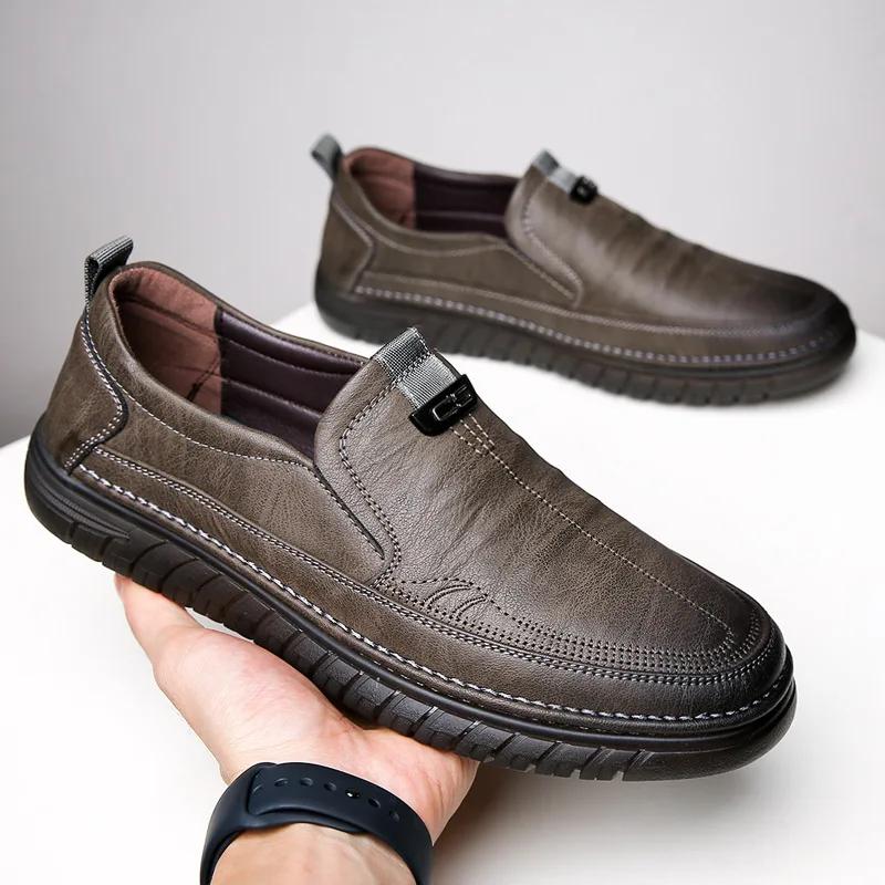 Fashion Men's Daily Business Leather Shoe Casual Soft Sole Handmade Loafers for Men Cow Leather Flats Moccasins Slip-on Men' Sneakers