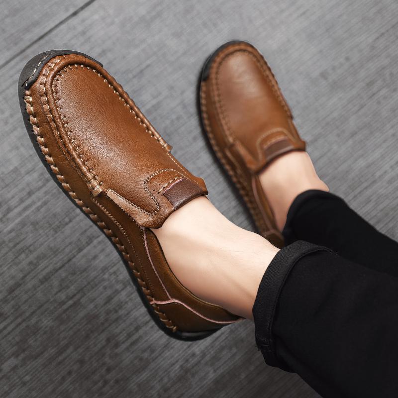 Golden Sapling Fashion Loafers Men's Casual Shoes Retro Party Flats Genuine Leather Men Loafers Dress Moccasins Business Shoe