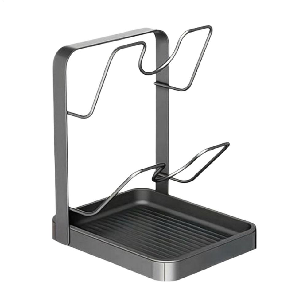 Lid Holder Space Saving Storage with Drain Tray Kitchen Lid Rack for Pot Pan for Ladle Spatula Spoon Plate Dish Cabinet