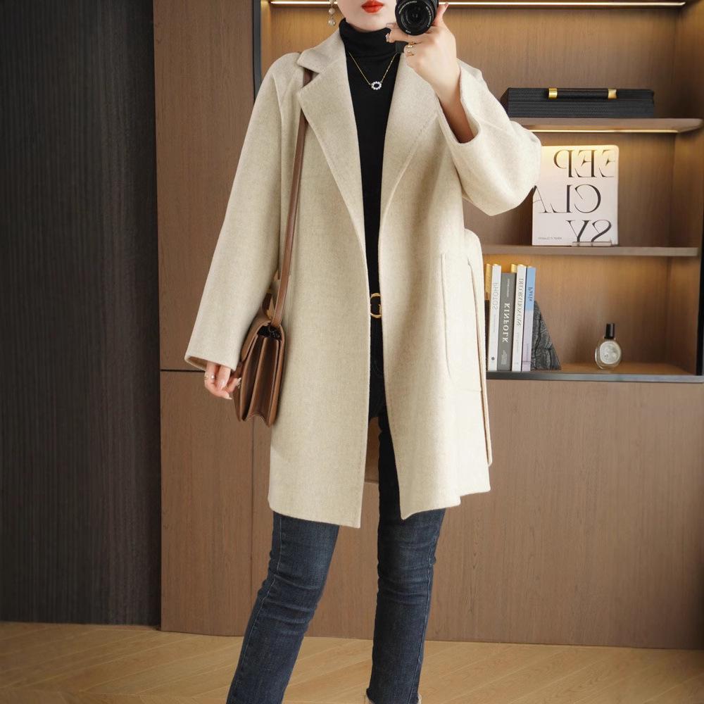 High-End Double-Faced Wool Coat: Women's Loose-Fit Mid-Length 100% Wool Suit for Autumn/Winter Versatile Style