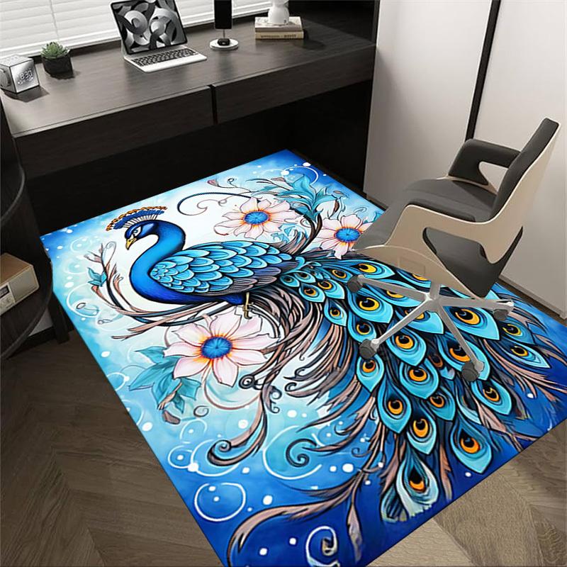 1PC Peacock Flowers Extra Large Non Slip Floor carpet, Office, family, Studio   Large Area Rug Indoor Rugs, Bold Statement Piece