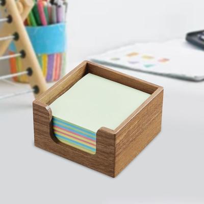 Sticky Note Holder Dispenser Rustic Solid Wood Notepad for Home School Commercial Desk