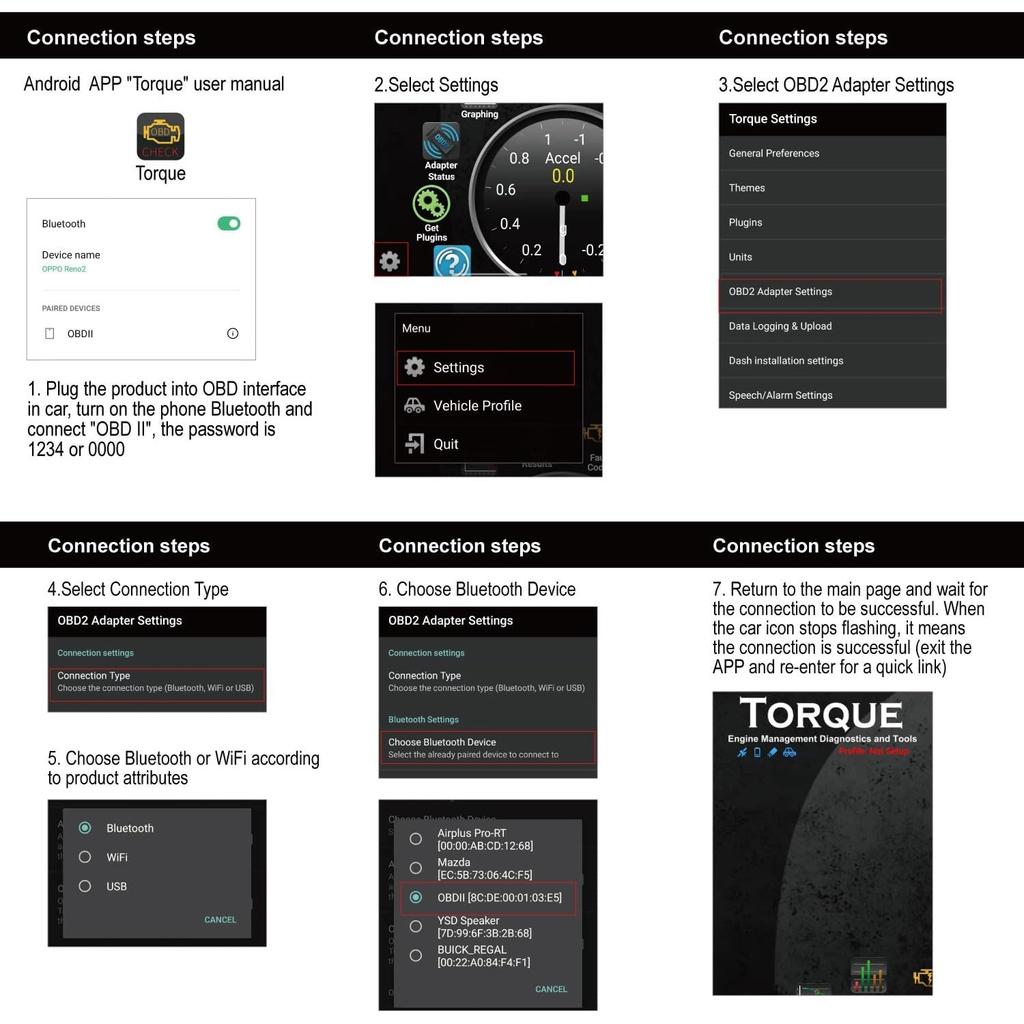 Wireless OBD2 Diagnostic Tool Bluetooth, IOS&Android&Windows 3000 Code Database Suitable Car Adapter Fault Code Reader Scan with OBDII/EOBD Protocol