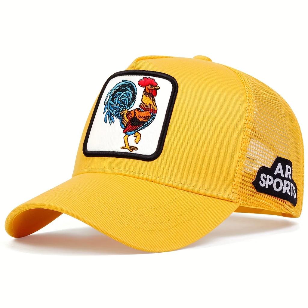 Animal Embroidery Net Rooster Hat Male and Female Animal Baseball Cap Hip Hop Duck Cap Suitable for Outdoor Sports Fishing Visor