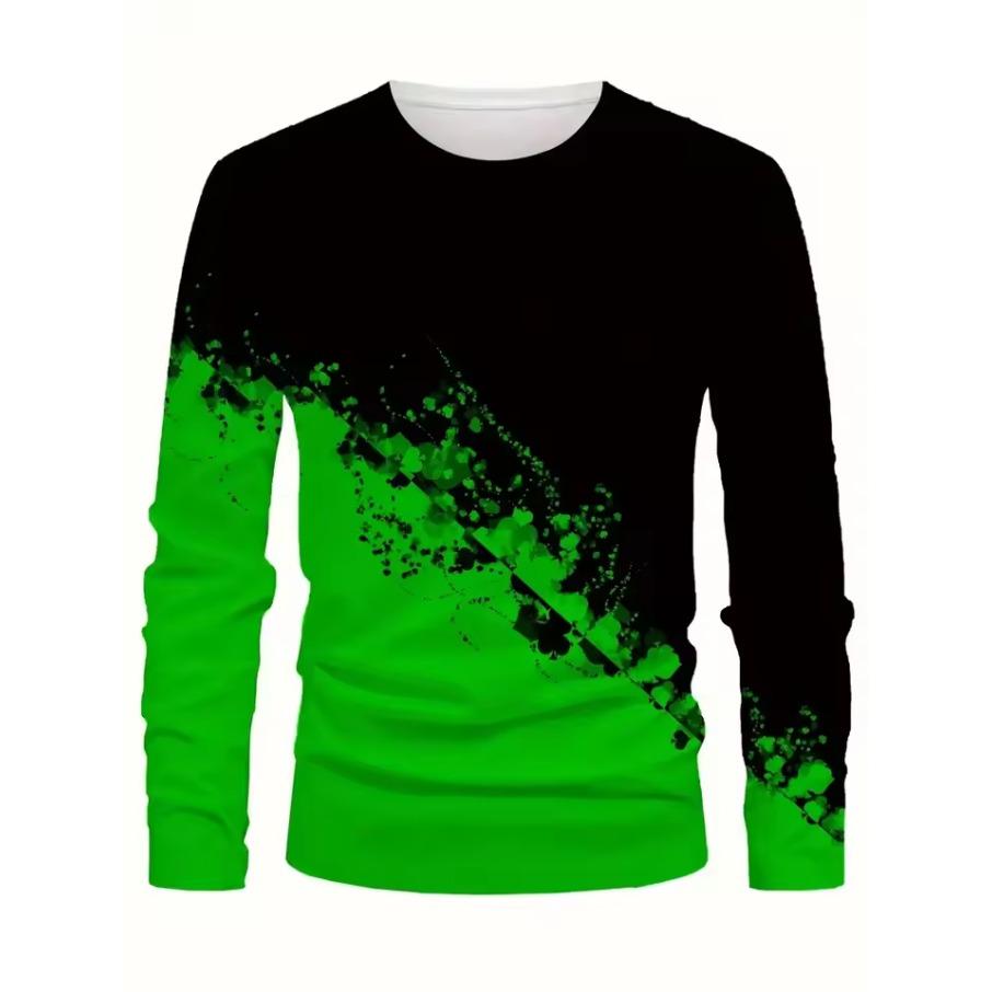 Spring Autumn Men Clothes Fashion Long Sleeve Round Neck Casual T Shirt Men Sport 3D Digital Print Street Style Sport Tops