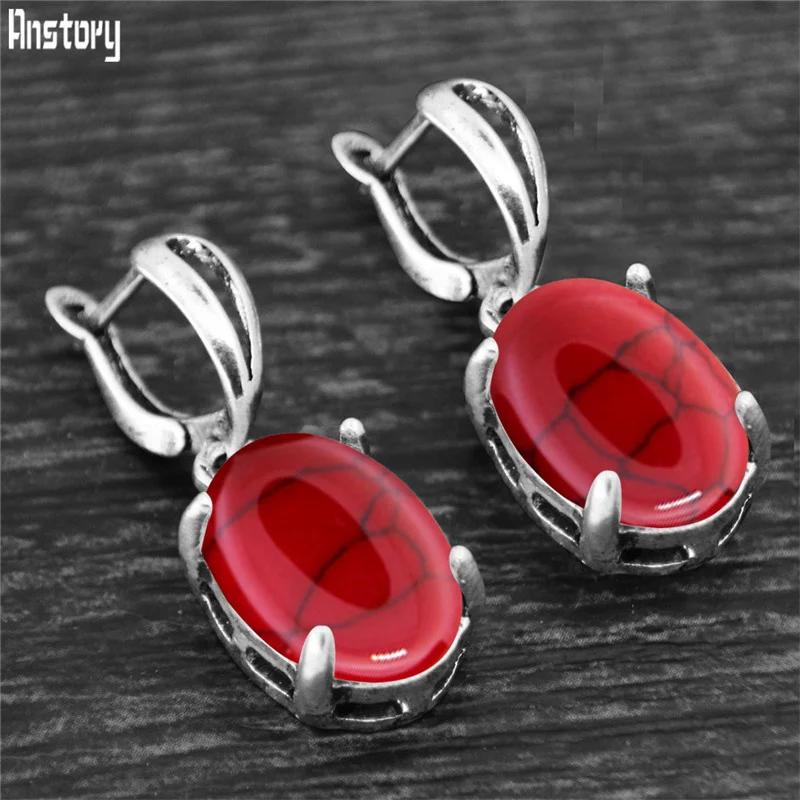 Vintage Natürlicher Quarz Jade Amethyst Krallen Anhänger Ohrringe Antik Versilbert Stein Unakit Mode Damen Schmuck