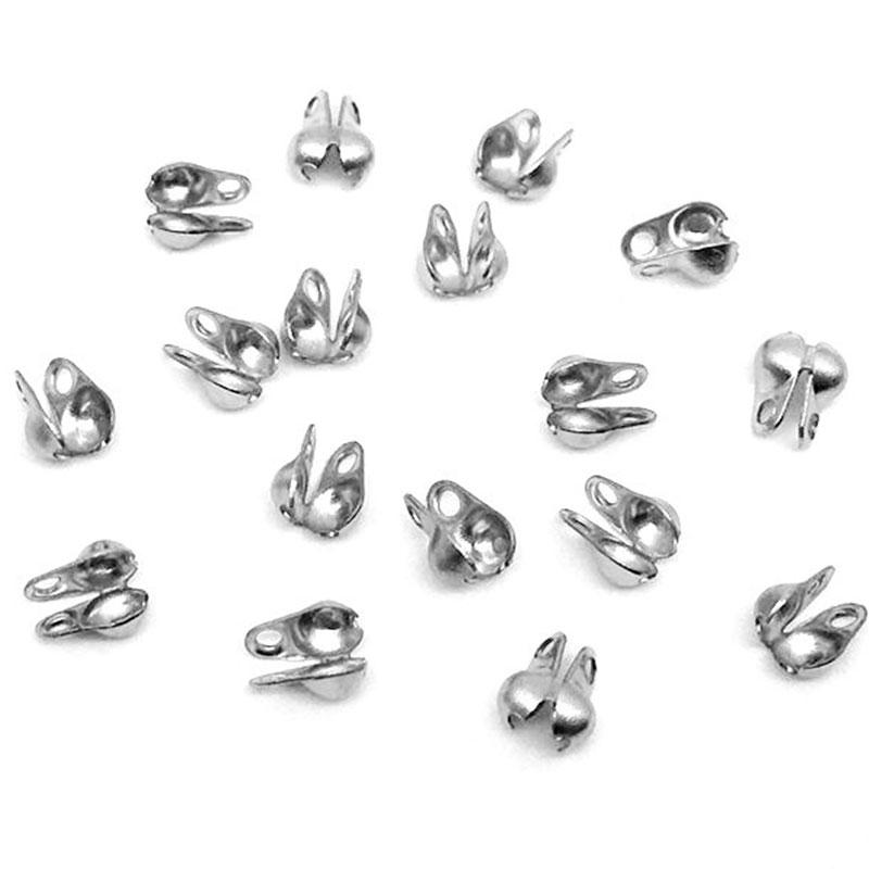 50pcs 100pcs Gold Color Fitting Stainless Steel Ball Chain Calotte Crimp Beads Connectors End Clasp DIY Bracelet Necklace Making