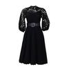 2024 European American Style Women Sexy Lace Pleated Hollow Dress
