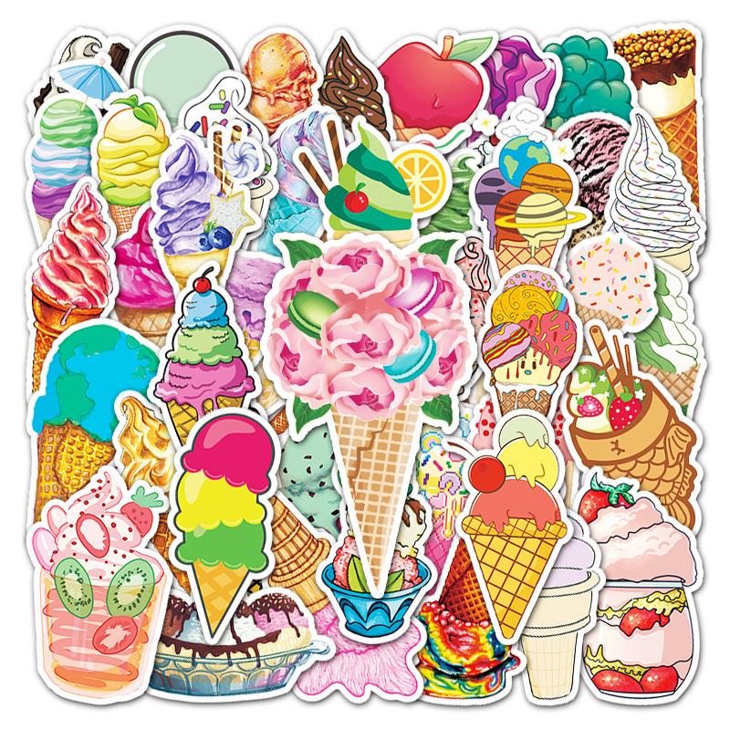 50 Fotos Ins-Stil-Serie Cartoon-Eiscreme-Doodle Kreativer Laptop-Gitarre Wasserbecher DIY-Dekorationsaufkleber