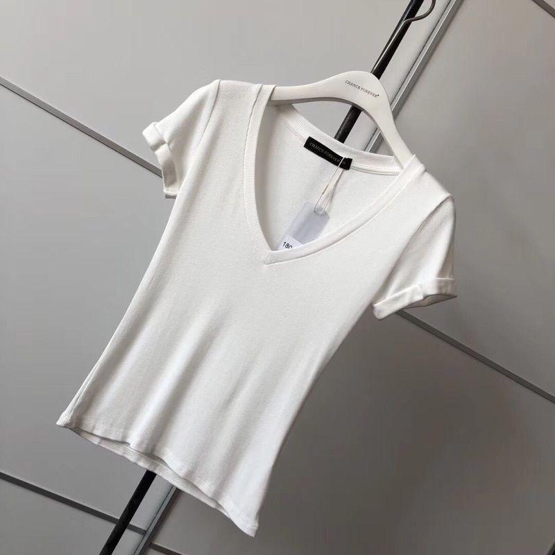 

Mr. DMJ All-Match Thread Elastic Top T-shirt with Short Sleeves White S