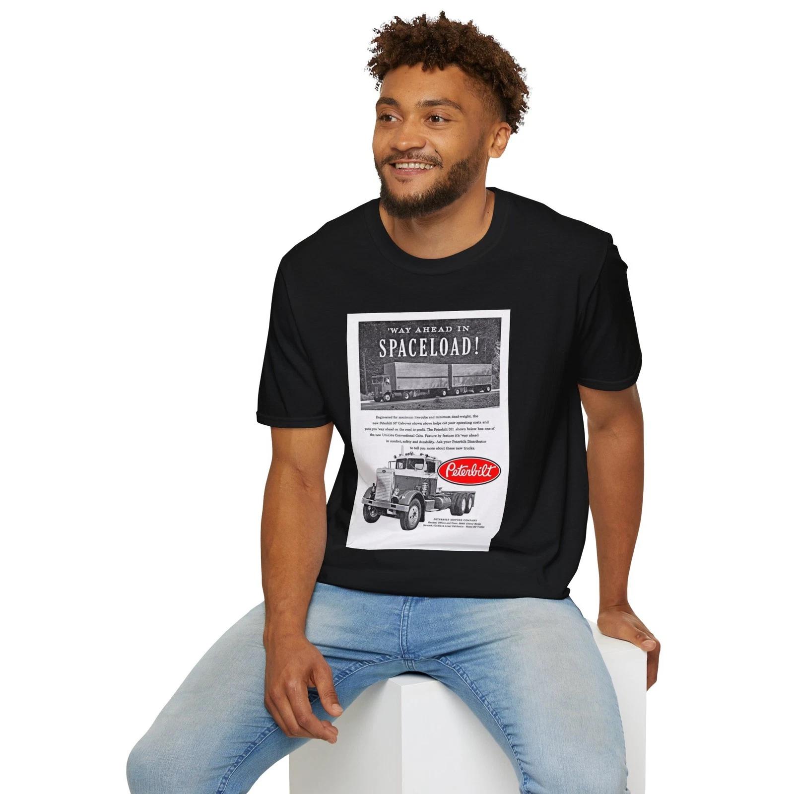 Peterbilt Truck Advertising T-Shirt, Vintage Semi Trucks Art 4XL