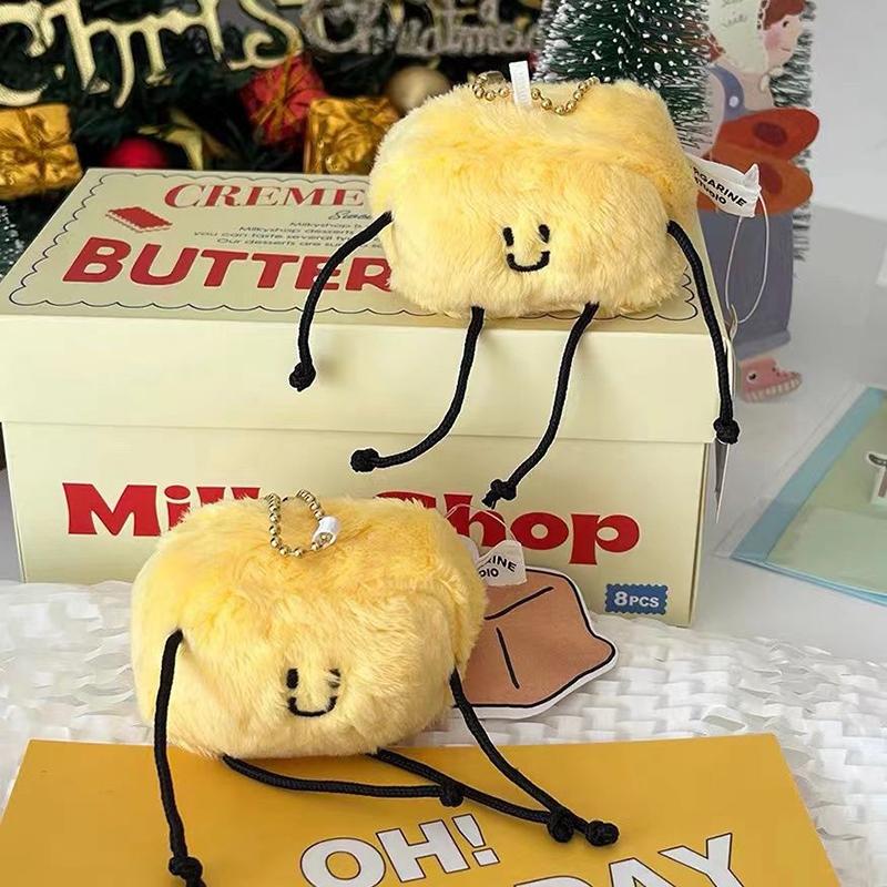 Cute Little Butter Doll Plush Toy Keychain Fashion Creative Backpack Pendant Soft Stuffed Butter Doll Kawaii Birthday Gifts