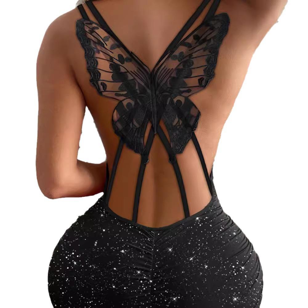 2024 Cross-Border Fashion Stretch Dress with Butterfly Cutout