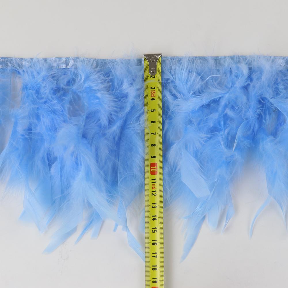 1M 10-15CM Turkey Feather Trim Fringe Blue Marabou Plumas Ribbon for Crafts Sewing  Clothes Wedding Dress Decoration Accessories