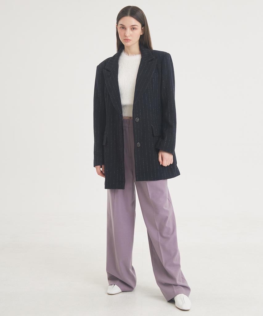 THEFRHT Two-Tuck Button Wide Wool Pants (Violet)