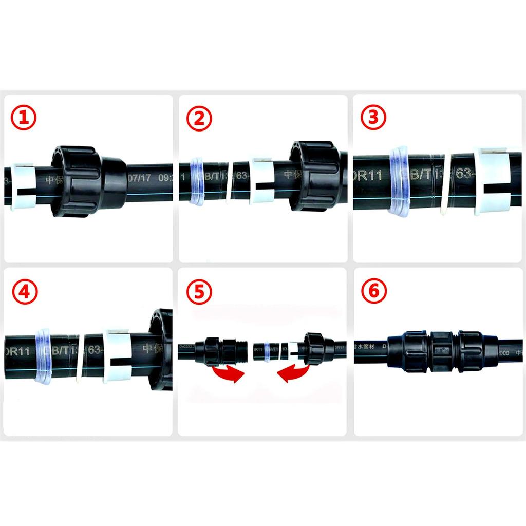 PE Pipe Black Straight Reducing Connector 20/25/32/40/50mm Tube Fitting 1/2" 3/4"1"1.2"1.5"Female/Male Thread Irrigation Adapter