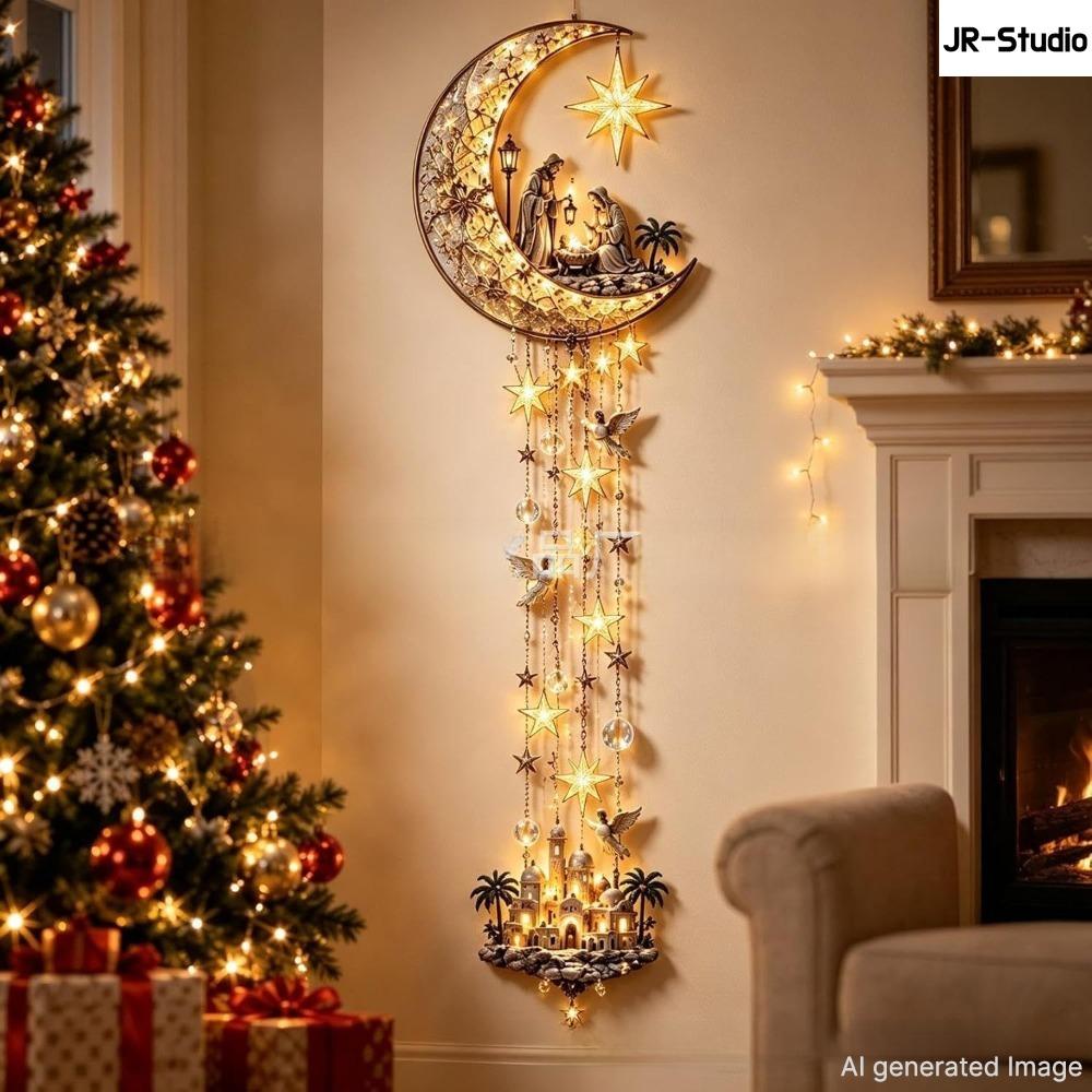 Light Up Angel Wall Lamp, Luminous Wing Resin Wall Decor, Christmas Star Scene Ornament, Festive Atmosphere Home Decoration Gift