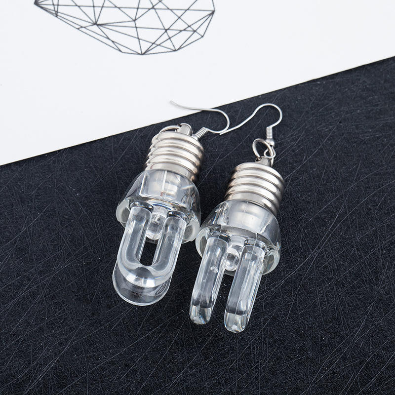Punk Colorful Light Bulbs Dangle Earrings Women Nightclub Harajuku Funny Luminous Bule Drop Earring Party Fashion Jewelry A764