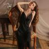 Women's Silky Sheer Mesh Deep V Low Cut Sleep Dress with Robe Lounge Set