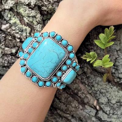 Etnische Stijl Boheemse Armband Turkoois Armband Gepersonaliseerd Retro Westerse Denim Overdreven